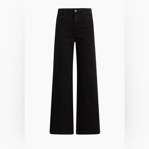 The Mischa Raw Hem Superhigh Waist Wide Leg Jeans in Licorice